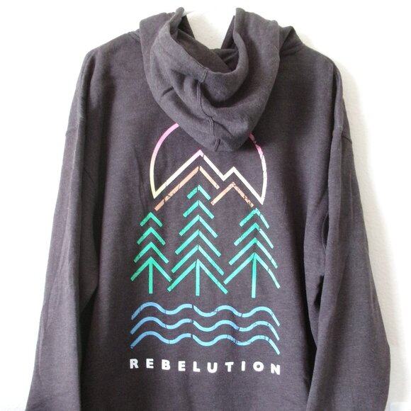 Rebelution Mountains Evergreen Sweater Hoodie Mens L/S Sz XL - New - Picture 1 of 8